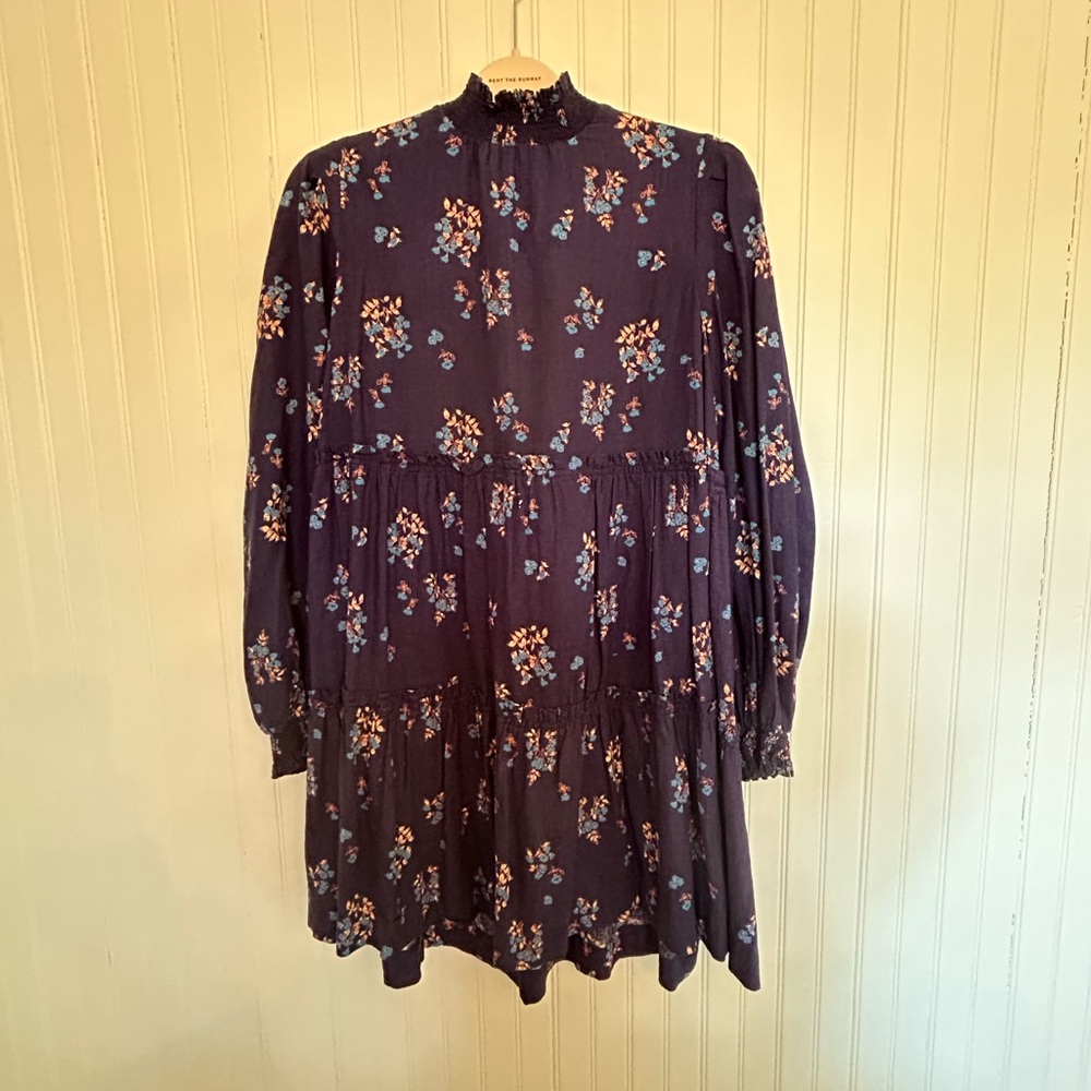 Free People Linen Long Sleeve Open Back Dress